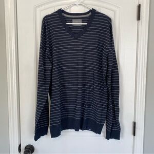 Aeropostale Men's Navy Striped V Neck Sweater Size XL